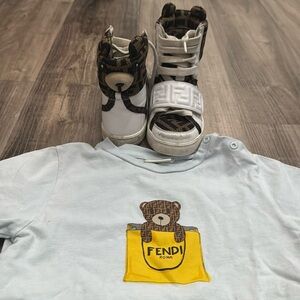 Fendi bear sneakers size 24 (US 8 for kids) with Fendi Bear Shirt size 24M
